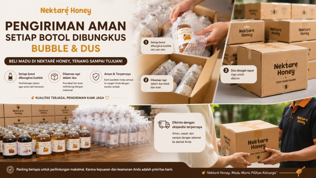 Pengiriman Madu Nektare Honey Pasti Aman - Madu hutan Murni Asli dari Alam Madujogja.com