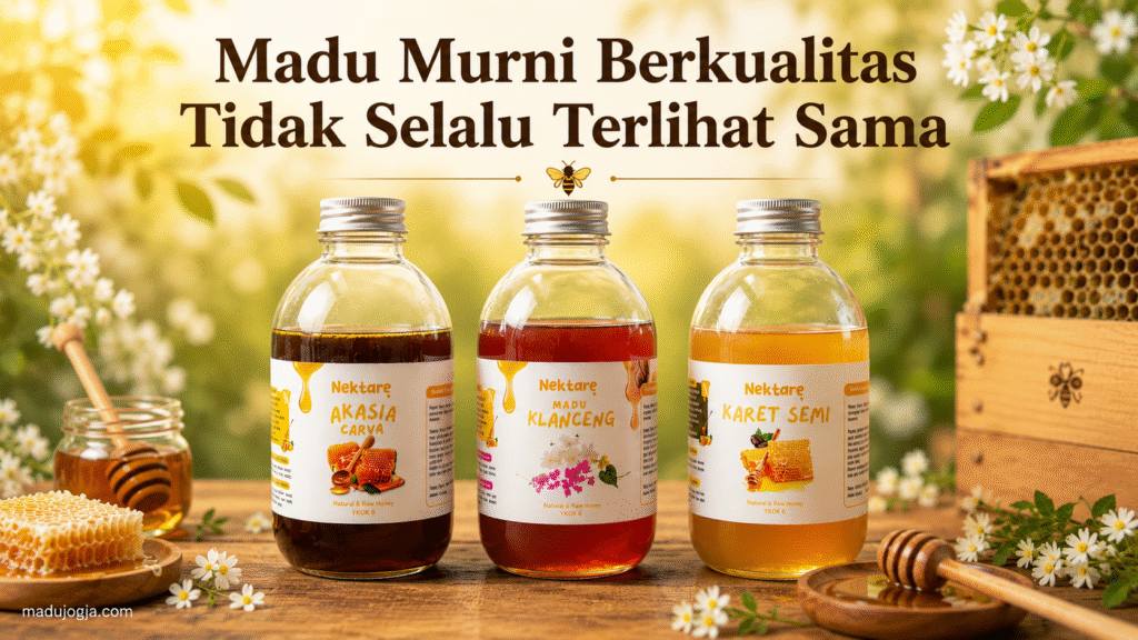 Madu murni berkualitas dengan pilihan Madu Klanceng, Madu Karet, dan Madu Akasia Carva.